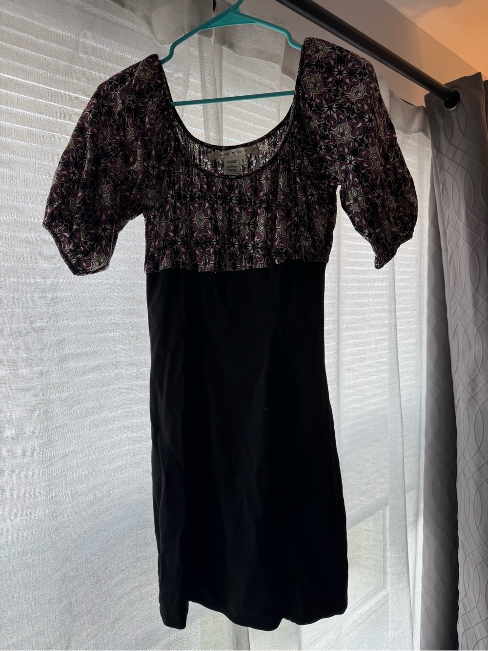 Max Studio Black Dress with Purple Floral Bodice